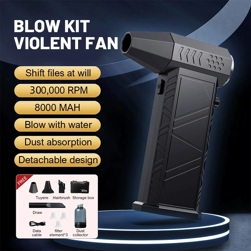 New Wireless 390000RPM Violent Turbofan Vacuum Cleaner Powerful Air Blower Type-C Charging Brushless Turbo Jet Blower For Car