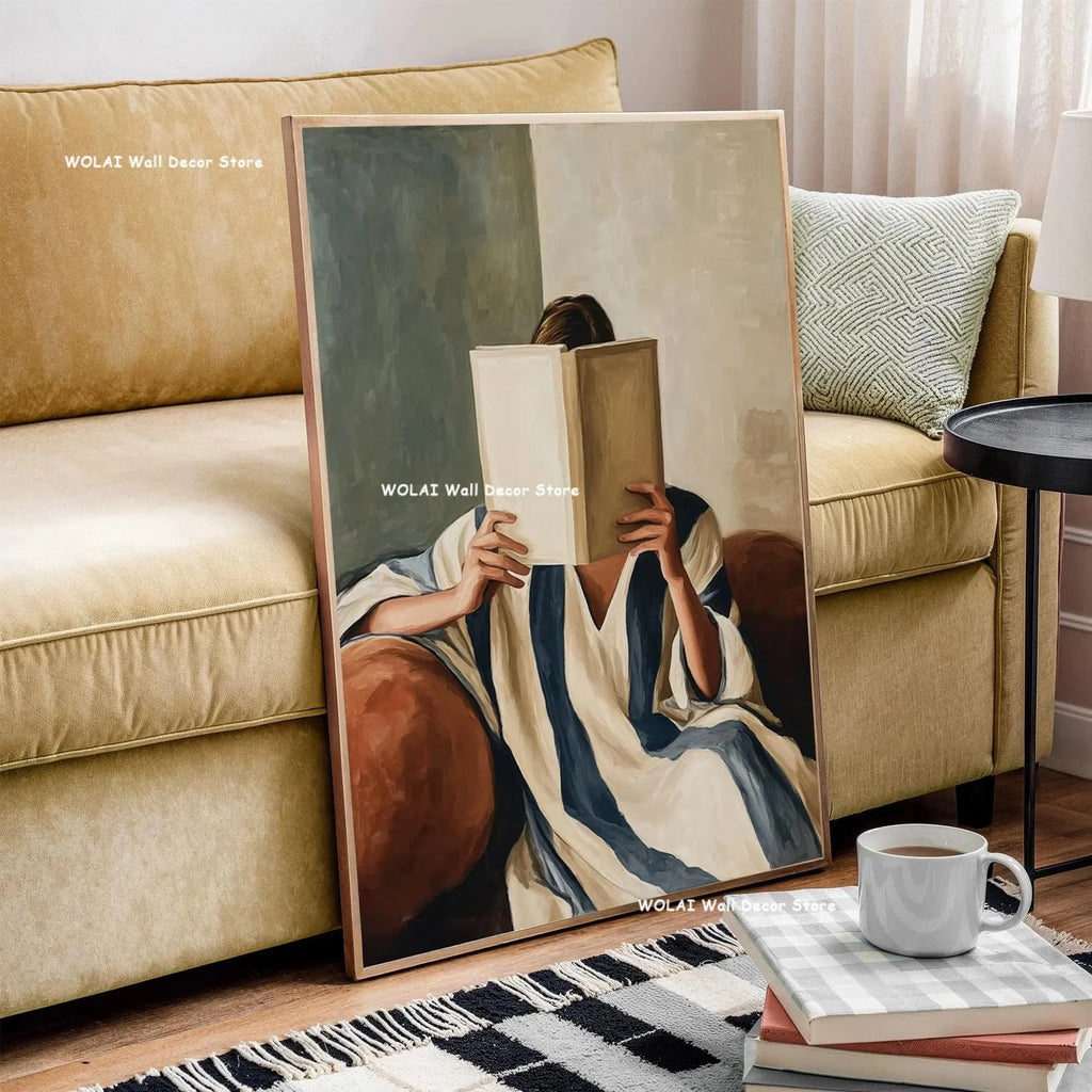 Green Abstract Figures Canvas Print with Flower Woman Minimalist Japandi Female Portrait Art Poster for Modern Living Room Decor