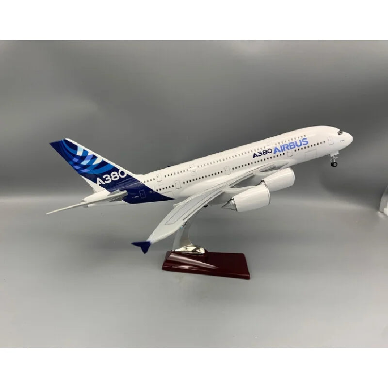 1:160 Scale Model Plane A380 Prototype with Opening Doors LED Lights & Rolling Landing Gear Static Display Souvenir Plane Toy