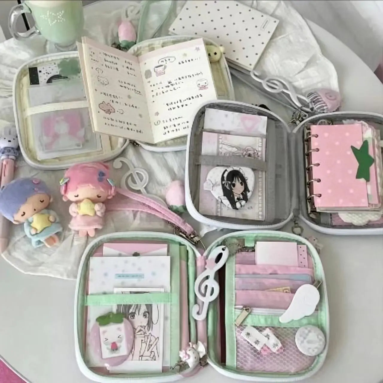 Kawaii Ita Bag Pouch, Transparent Window for Anime Badge/Photocard Display, Soft Girl Style Storage Bag for Small Items, Card Ho