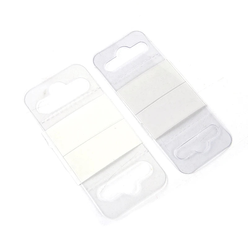 100 Pcs PVC Slot Hole Adhesive Hang Tabs Hook Merchandise Package Box Bag Hangers Peghooks Display For Store Retail Display