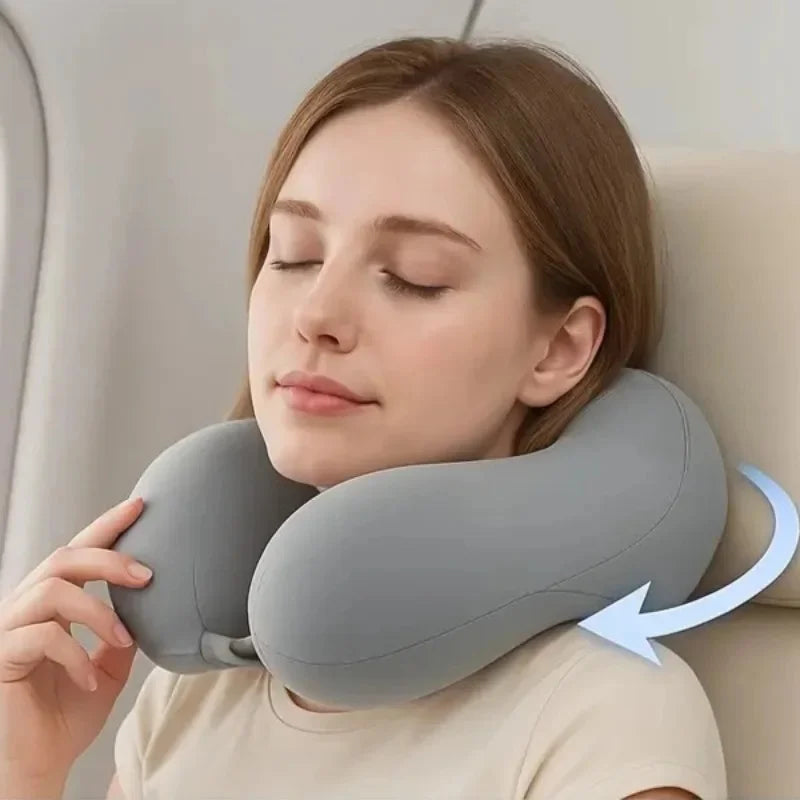 Memory Foam U-Shaped Neck Pillow with Storage Box Portable Travel Neck Support Pillow Airplane Car Office Sleep Cushion