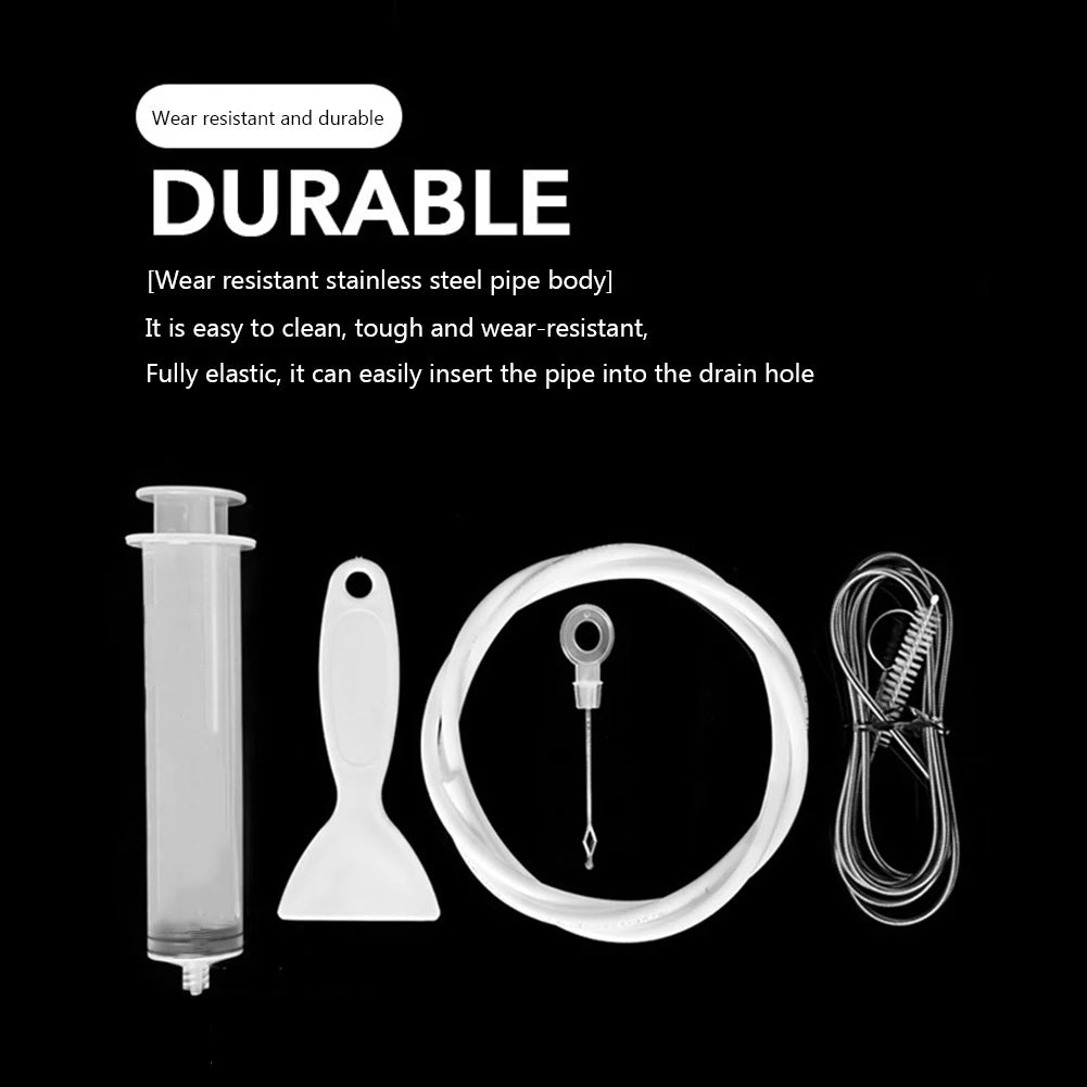 1/5/6Pcs Clean Brush Kit for Refrigerator Drain Wash Brush Suction Syringe 1.5M Hose Fridge Drain Hole Cleaner Stick Dredge Tool