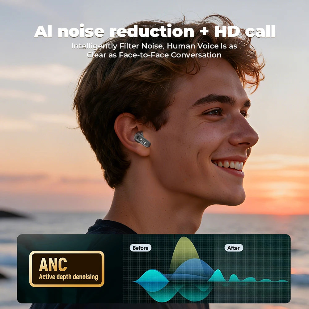 HTC NE20 Original Wireless Bluetooth Earphone In Ear AI Translate Earbud LED Multi-function Touchscreen Noise Reduction Headset