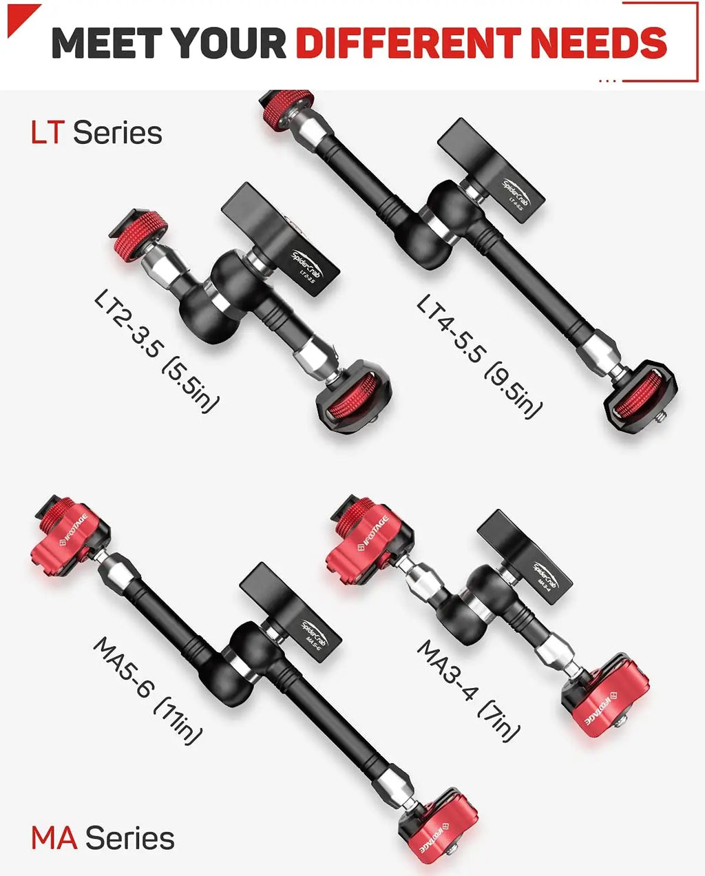 IFOOTAGE Spider Crab Magic Arm Adjustable with Shoe Mount and 1/4'' & 3/8" Tripod Screw for DSLR Camera Rig