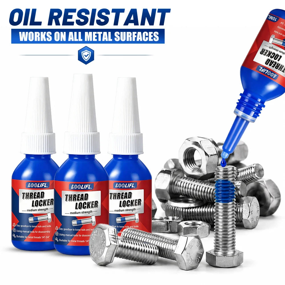 Multifunctional 243 Adhesive, Oxygen-Resistant 271 Threadlocker, Screw Adhesive, Fast-Curing, Removable, High and Low Temperature Resistant; Used for Thread Fastening, Anti-Loosening, Strong Anti-Slip Properties; 243 Liquid A