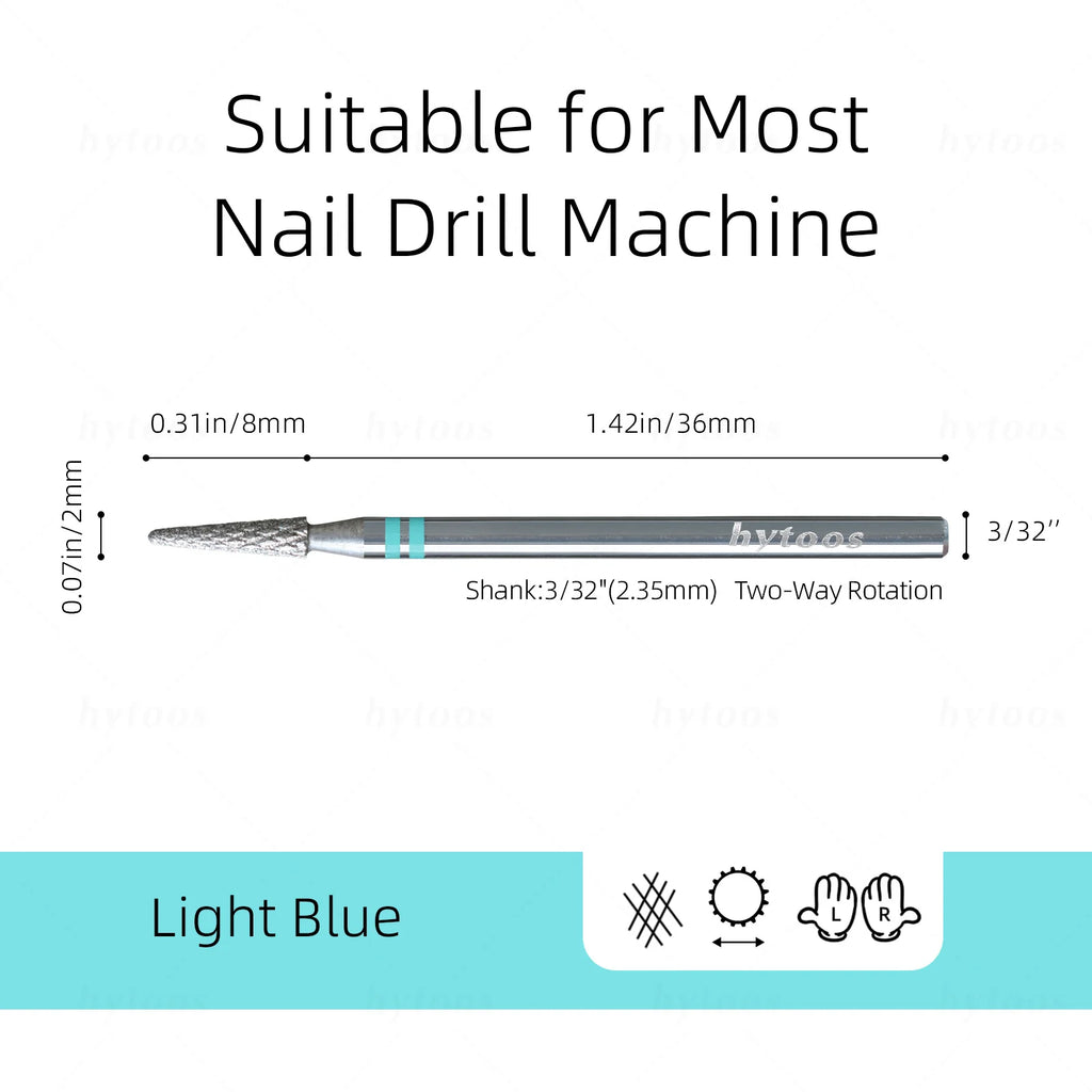 HYTOOS Round Cone Diamond Cut Pro Nail Drill Bits Chrome Russian Cuticle Bit for Electric Nail Drill Dead Skin Cleaner Prep Tool