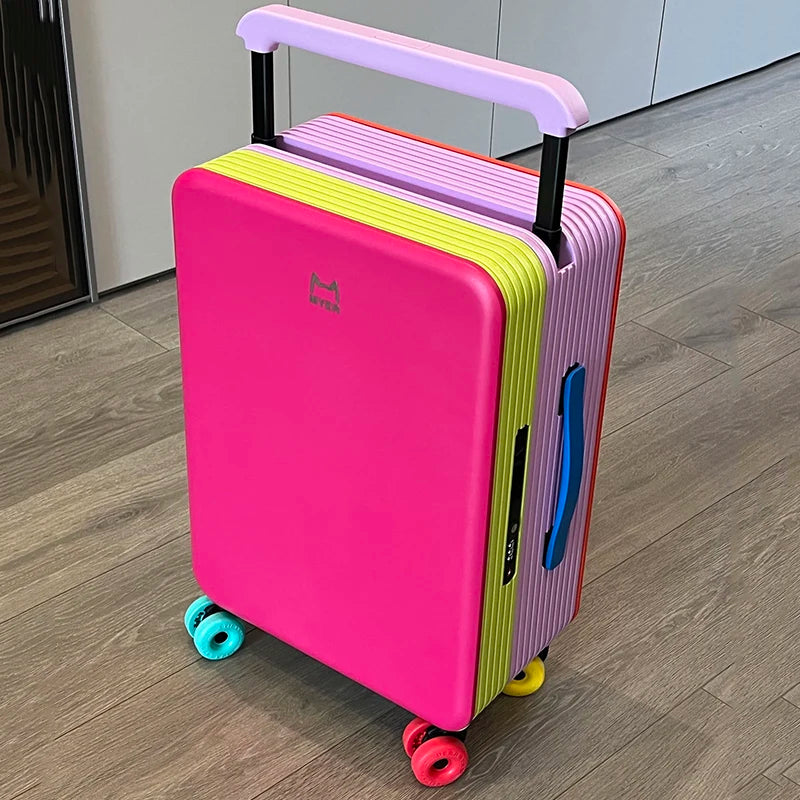 KLQDZMS Suitcase ABS+PC Boarding Box Large Capacity Trolley Case 20"24 Inch Cart Type Travel Bag Universal Wheel Rolling Luggage