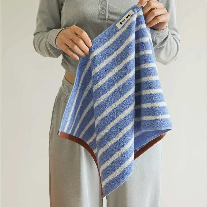 Autumn Winter Striped Bath Towel Cotton Plush Washed Washcloth Worsted Soft Absorbent Bathroom Towels For Man Women Dropshipping