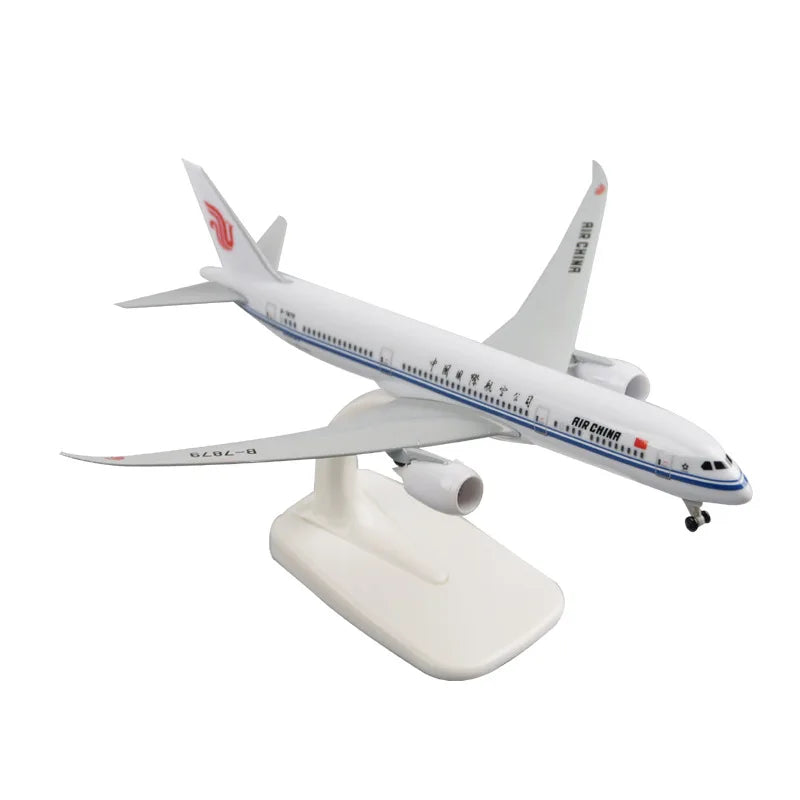 20cm Air China B787 Airplane Model Kit 1/300 Scale Die-cast Metal Model Plane Kit with Stand for Collections Display or Toy Gift