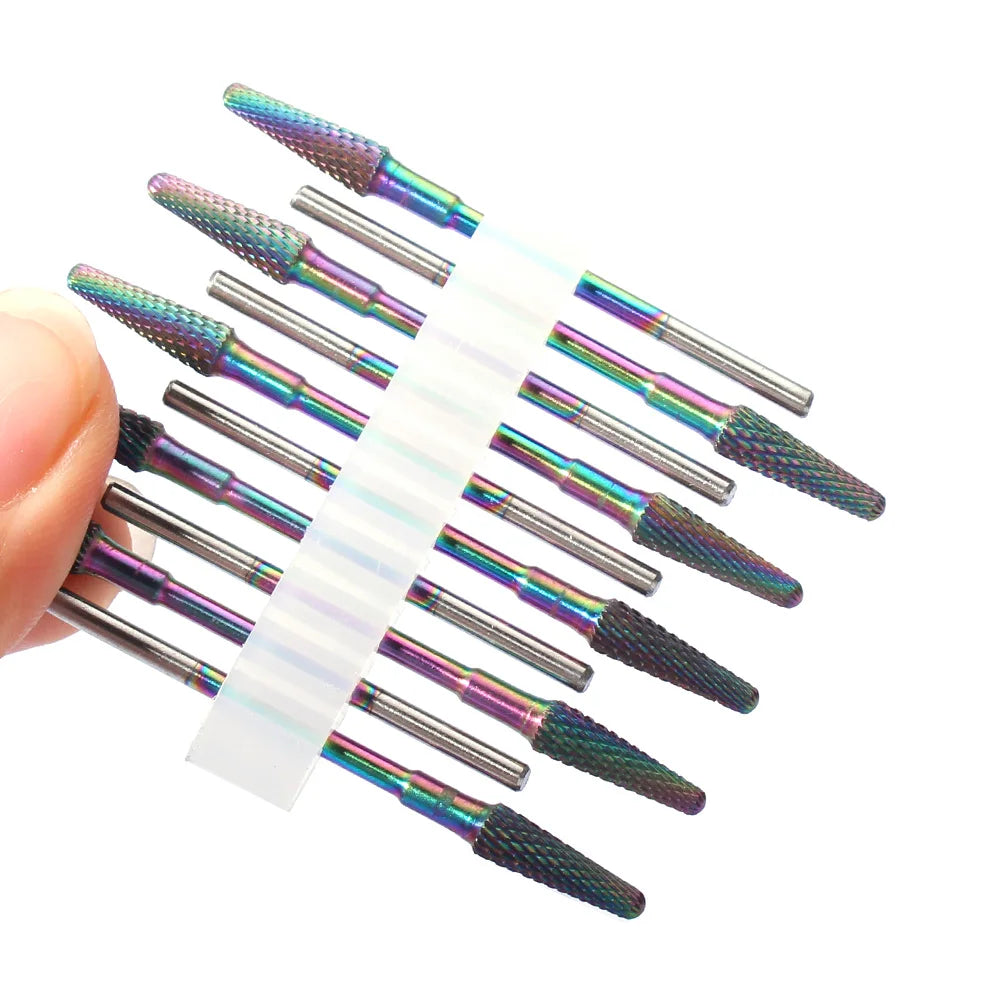 10pc Carbide Manicure Drills Nail Drill Bits Set Milling Cutters Kits Gel Polish Remover Files Electric Burr Tools Accesstries
