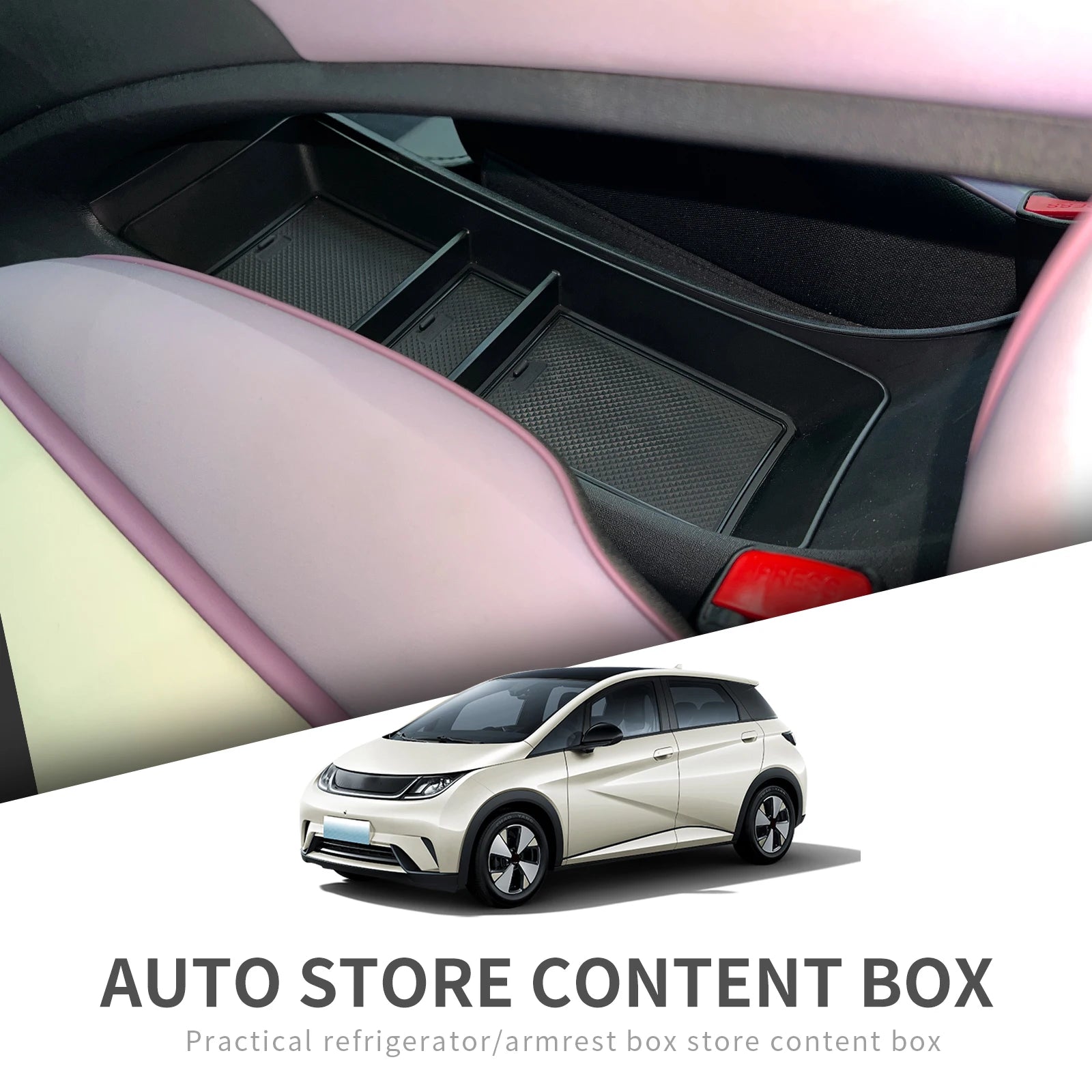 Smabee for BYD Dolphin (Not Fit Dolphin Surf/Dolphin Mini) Car Center Tray Central Lower Layer Storage Box Organizer Tidying