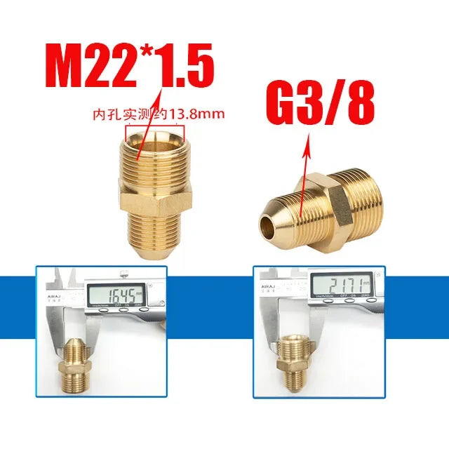 Reducing Brass Fitting 3/8" 1/2" M14 M18 M22 Thread Connector Male Female Adaptor Pressure Washer Gun Hose Connector