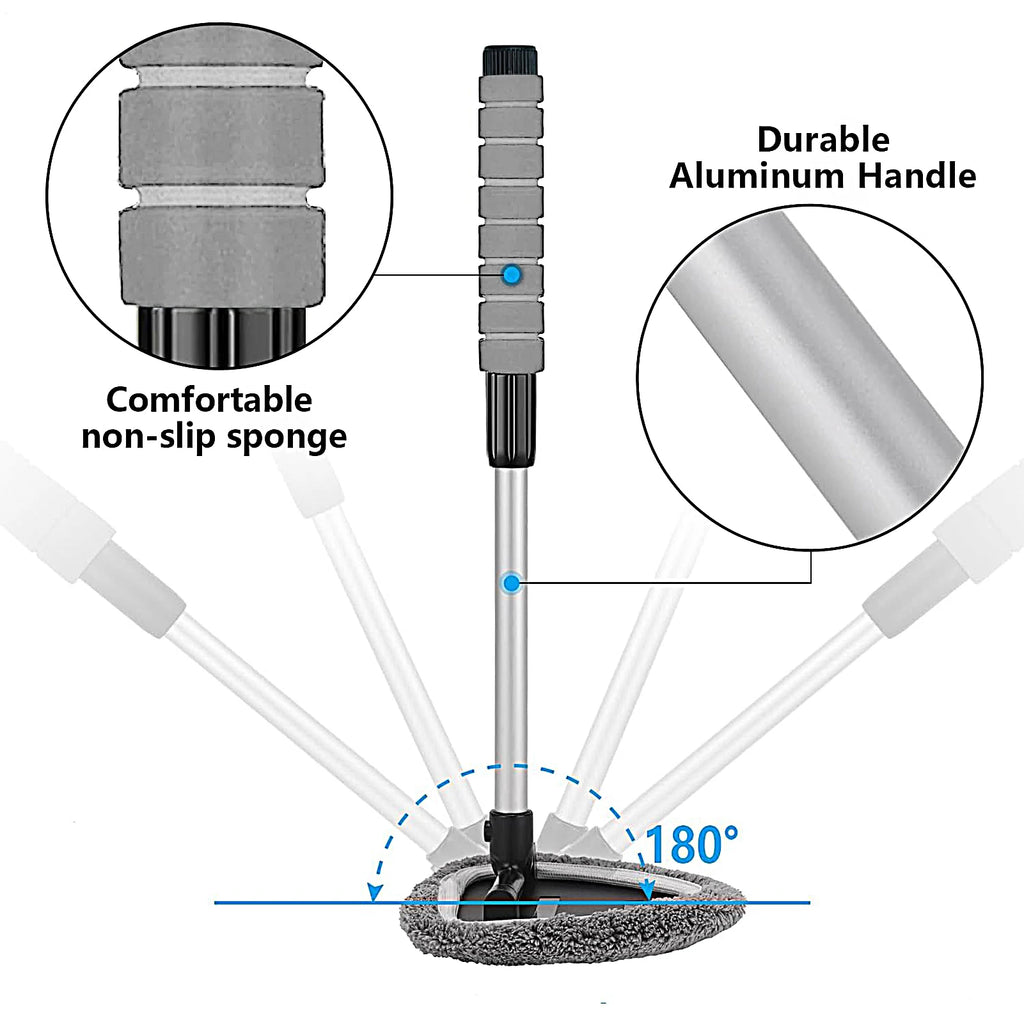 6pcs Car Window Cleaning Kit Windshield Cleaning Tool Glass Defogging Brush Retractable Handle Fiber Glass Defogger Mop