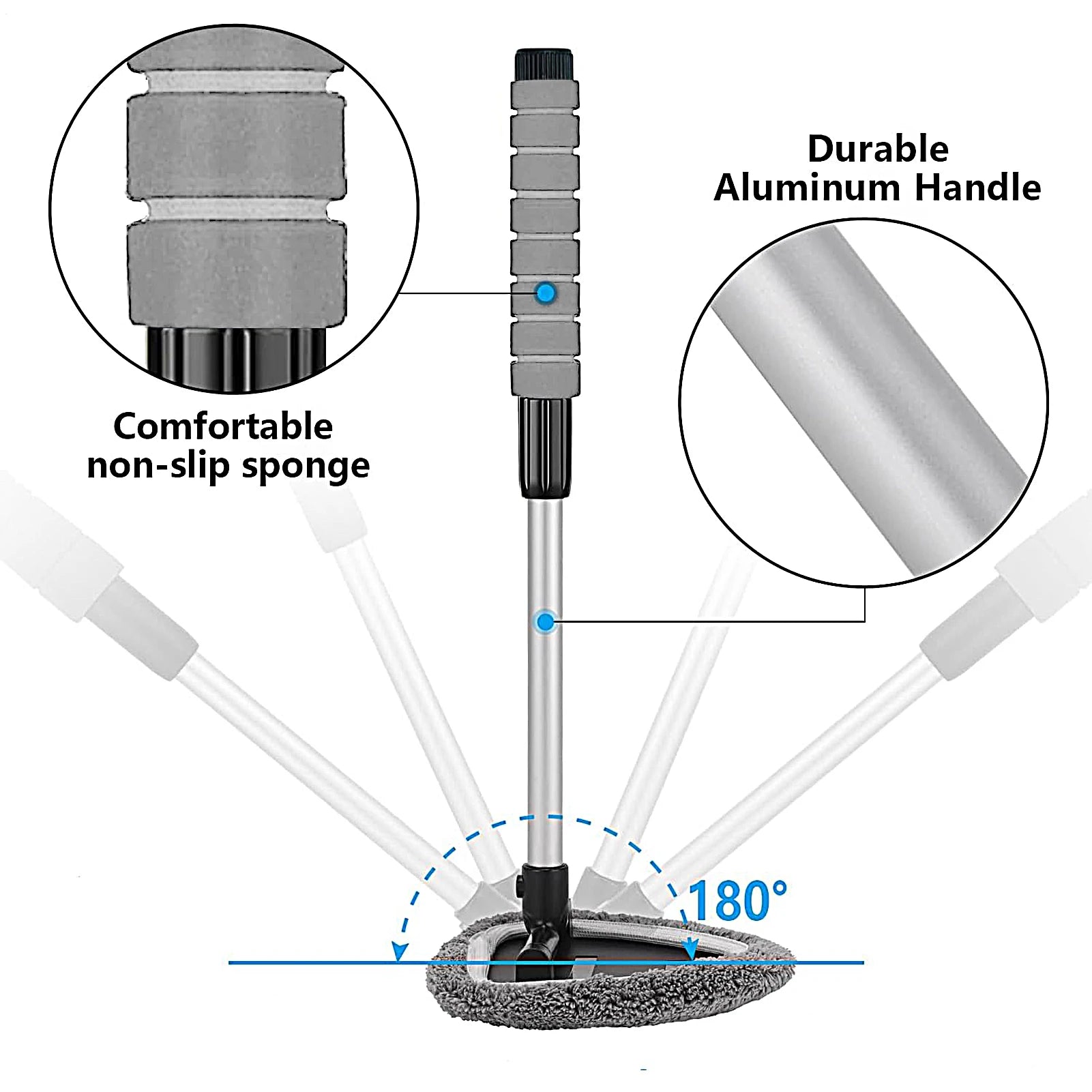 6pcs Car Window Cleaning Kit Windshield Cleaning Tool Glass Defogging Brush Retractable Handle Fiber Glass Defogger Mop