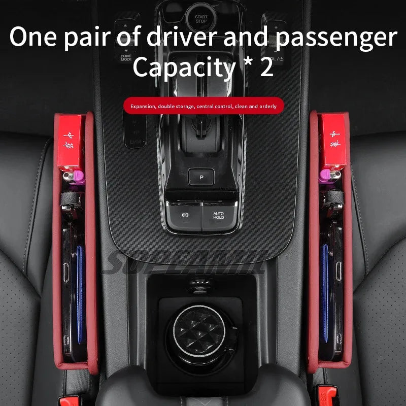 Car Leather Seat Multifunctional Water Cup Holder Storage Box Gap Storage Case Tesla Model 3 Model Y Model S Model X Cybertruck