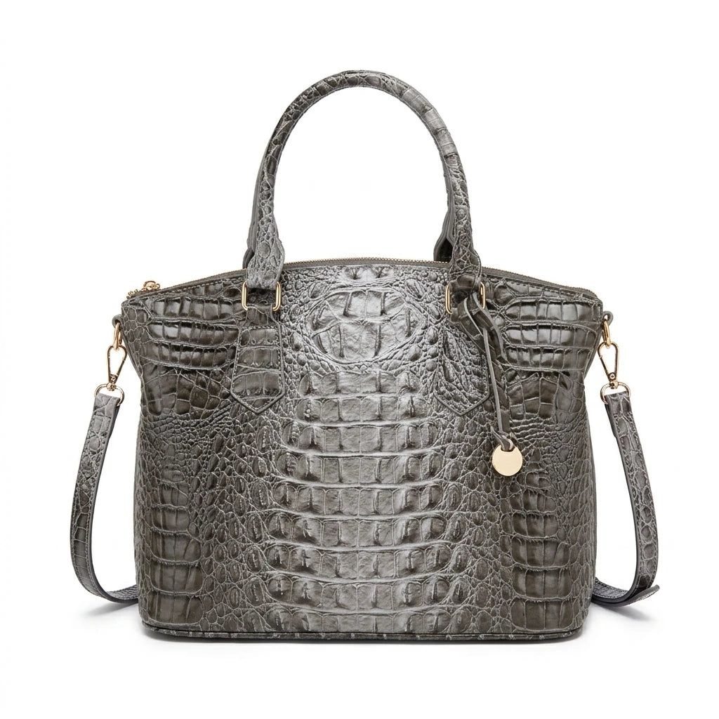 Embossed Dome Tote Bag for Women Convertible Top Handle Shoulder Bag with Detachable Strap Zipper Closure Lightweight Portable Daily Purse Ideal for Outdoor Hiking Camping Travel Weekend Getaway Daily Commute Casual Outing an
