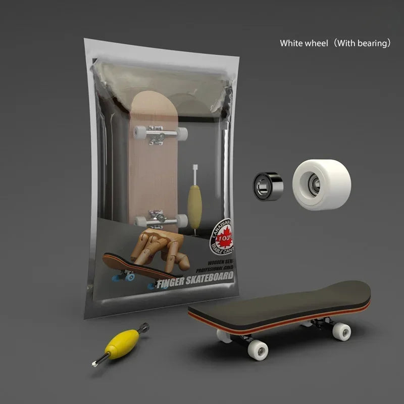 1set Professional Finger Skateboard Five-Layer Maple Wood Bearing Alloy Wheel Fingertip Skateboard Venue Swingable