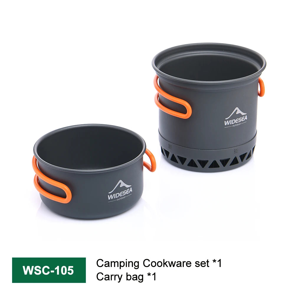 Outdoor Camping Pot 1.3L 2.3L Cookware Outdoor Cooking Kettle Set Heat Cooker Travel Tableware Tourist Kitchen Utensil Equipment