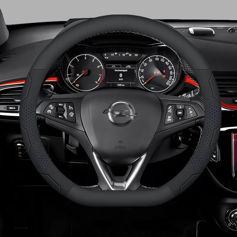 Opel OPCline ASTRA CORSA INSIGNIA MOKKA VECTRA GTC Tigra Carbon fiber Suede Leather Car Steering Wheel Cover Auto Accessories