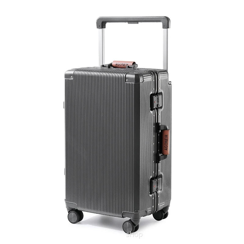 Travel Luggage aluminum frame 20-inch carry-on trolley suitcase 26-inch wide handle men women students 24-inch password luggage