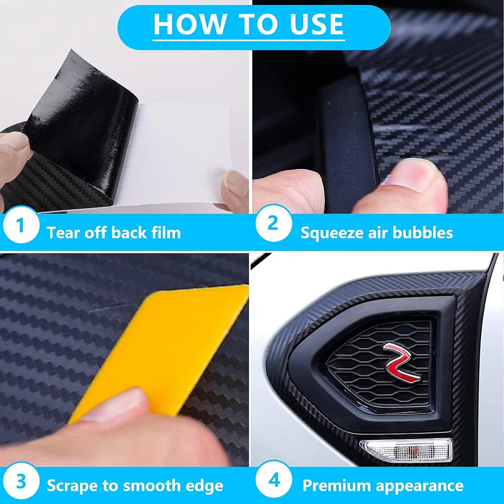 1-10M Car Door Edge Anti-Scratch Tape Black 3D Nano Carbon Fiber Universal Car Side Mirror Protector Strip Waterproof Film Tape