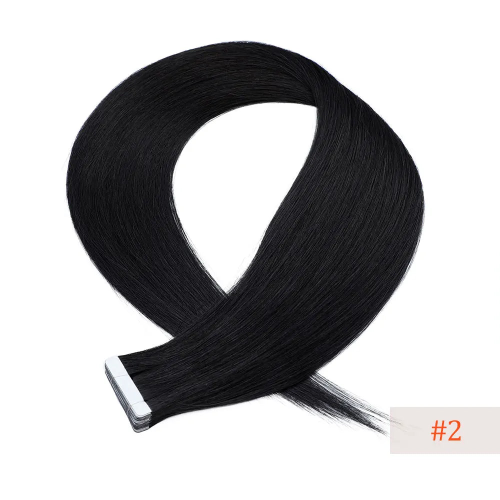 26" Straight Tape In Hair Extensions 20pcs 50 Grams Heat Resistant Fiber Colored Tape In Hair Double Sided Adhesives Hair