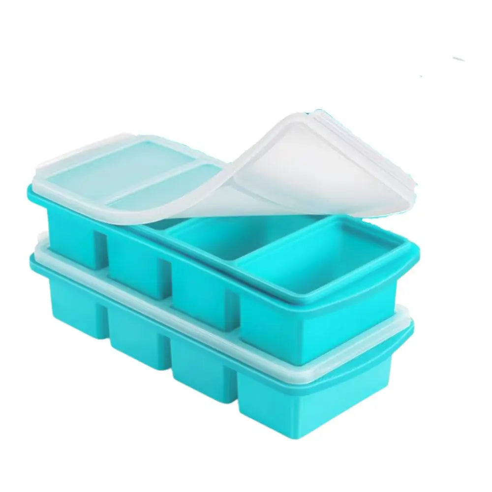Set/Pcs Silicone Large Ice Cube Tray Non-stick Soup Freezer Container Freezing Tray with 4 Compartments for Storing with Lid