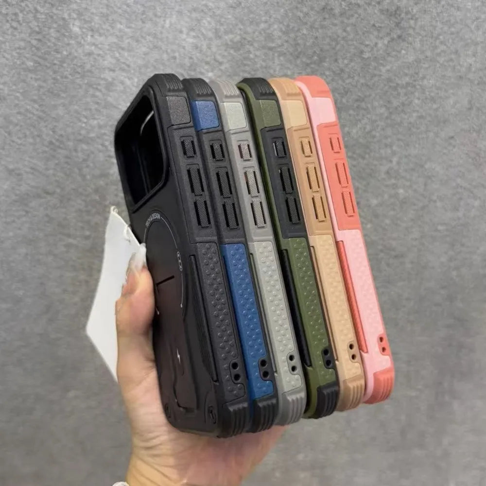 For Magsafe Kickstand Phone Case For iPhone 17 Pro 14 16 15 13 11 12 Pro Max Air Magnetic Wireless Charge Stand Anti-Fall Cover