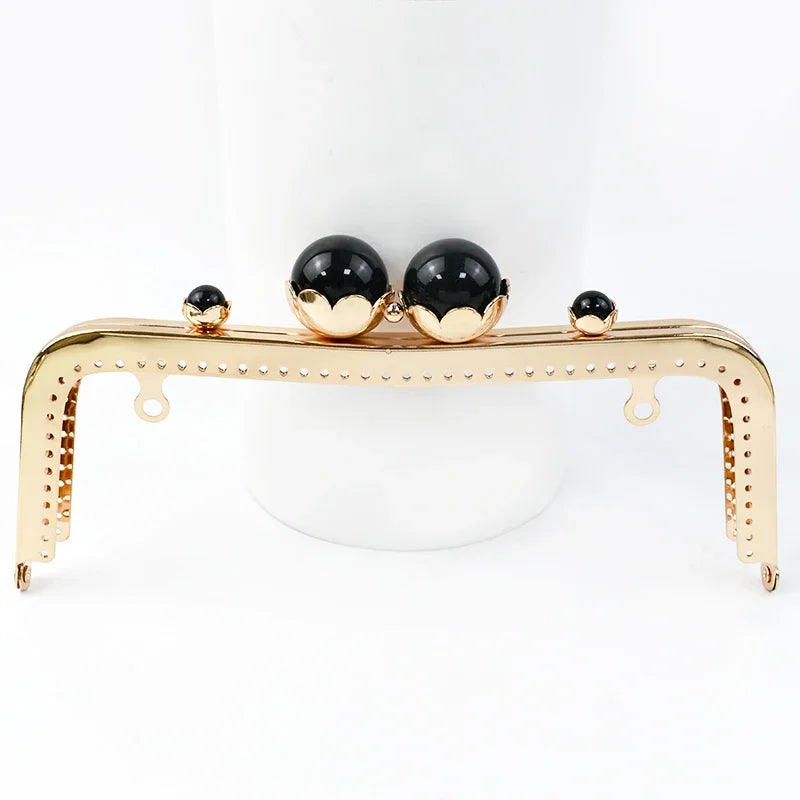 1/2/3Pcs 20cm Metal Bag Handle Retro Pearl Kiss Clasp Lock Buckle Purse Frame DIY Sewing Handbag Brackets Hardware Accessories