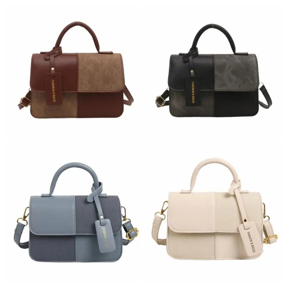 Messenger Bag Color Blocking Women Shoulder Bag Portable Korean Style Mini Travel Bag PU Handbag Ladies Crossbody Bag Travel