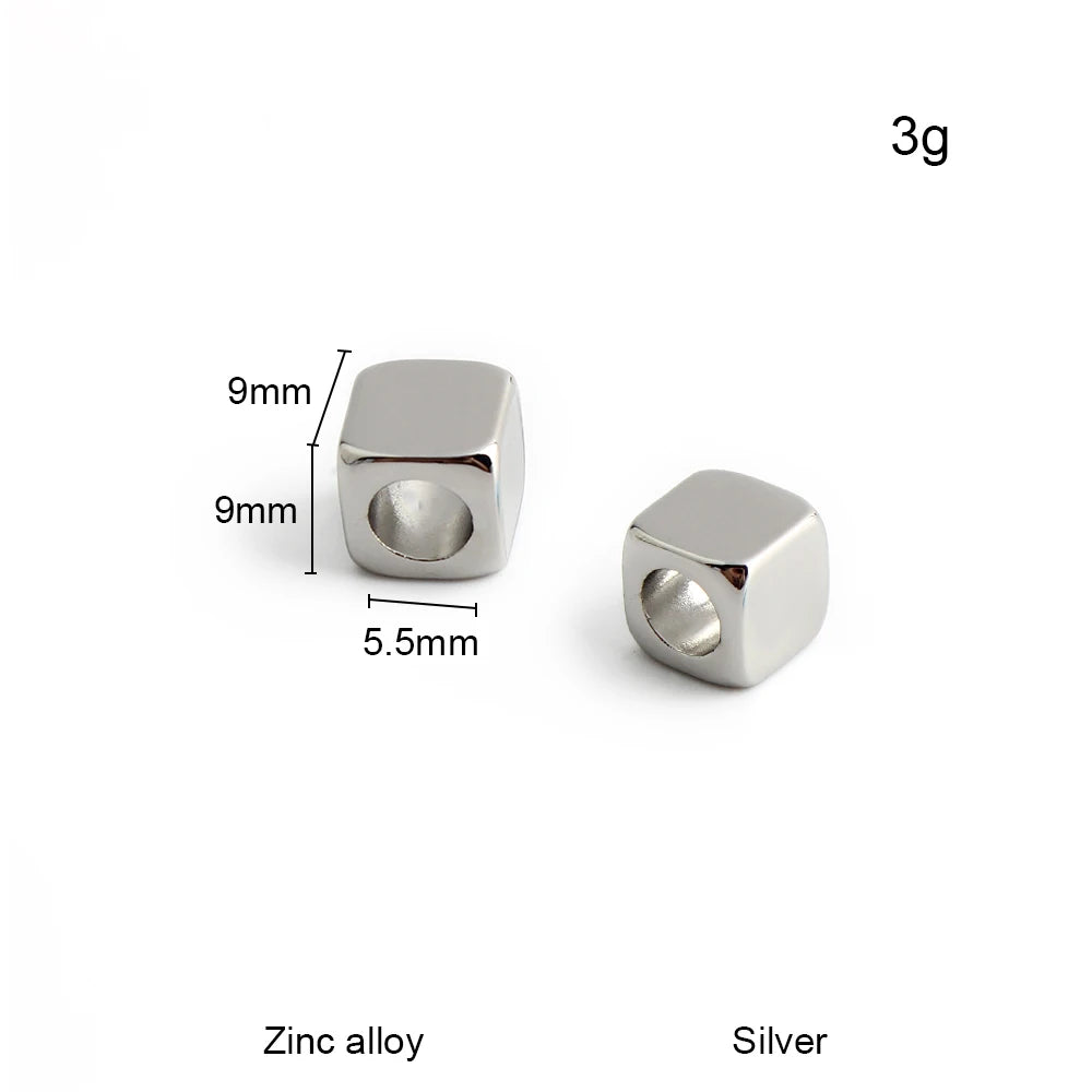 5/50/100PCS 9mm,12mm,15mm Zinc alloy Square Shape Hollow Spacer Beads For DIY Making Bracelet Necklace Chain Gift Decoration