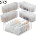 5-Pack Home Storage Boxes Foldable Plaid Underwear Combination Bags - Nylon Drawer Dividers for Socks, Panties and Underwear