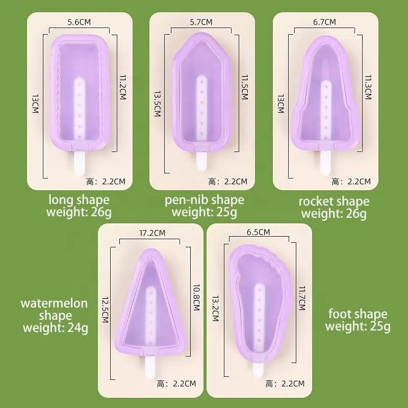 5 pcs Summer Homemade Silicone Ice Cream Mold With Multiple Shapes For Household Ice Cream Making Tools