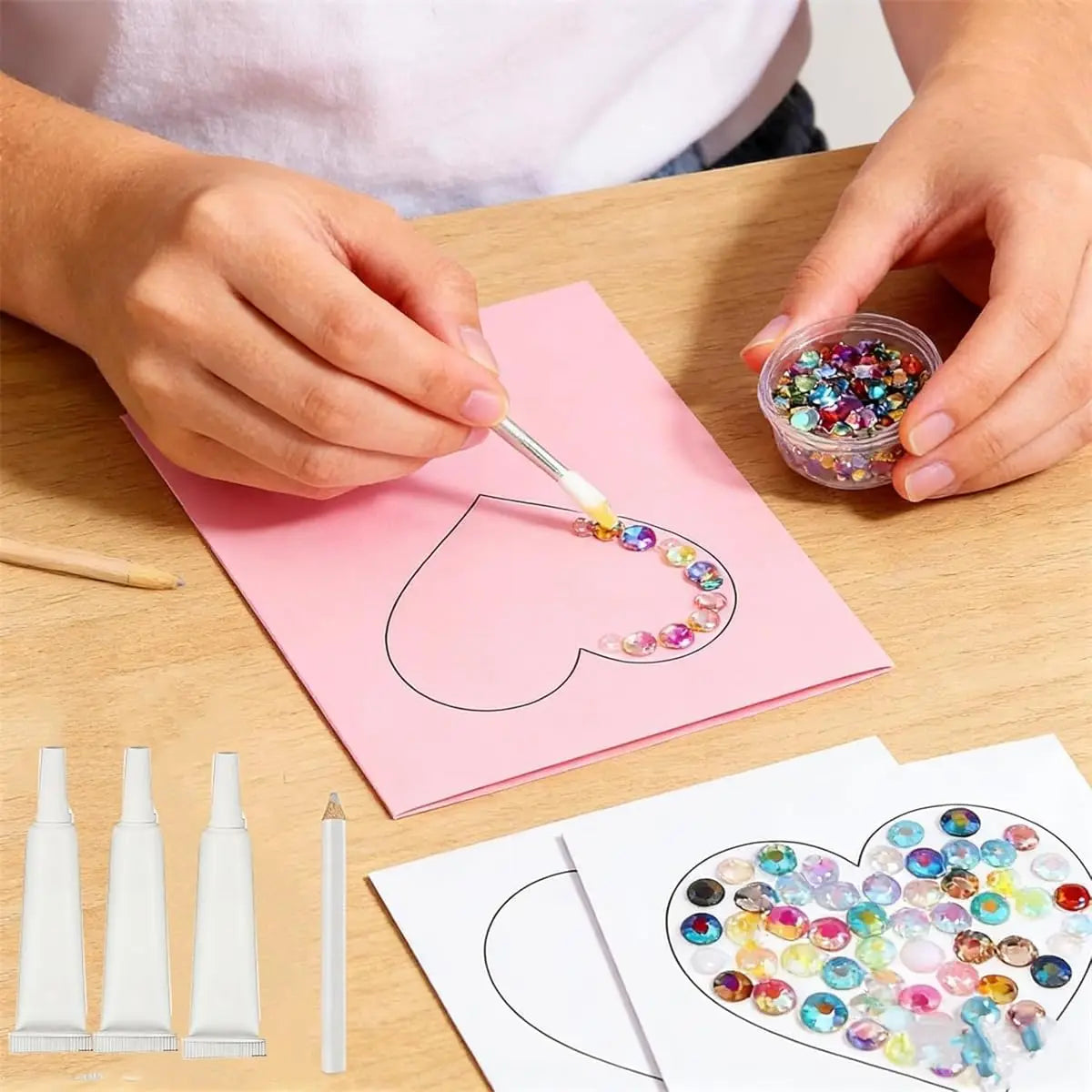Colorful DIY Resin Rhinestone Kit Multicolor 3mm Flatback Gems with Tools and Glue for Nail Art Clothing Phone Cases Crafts