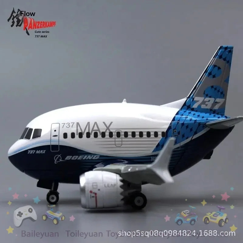 Panzerkampf Boeing 737 Max Diecast Alloy Airplane Model 70104PA Original Factory Livery Cute Series For Collectors Display