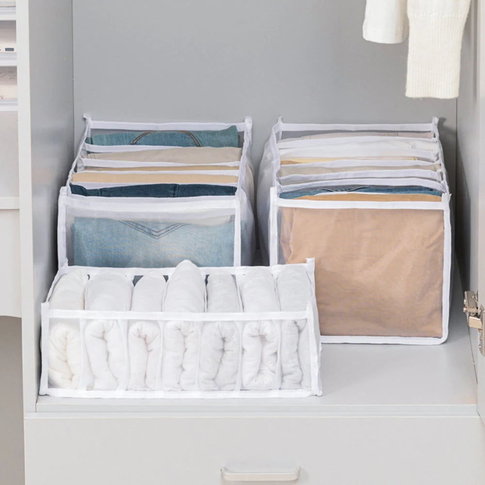 7 Grids Closet Clothes Storage Boxes Foldable Jeans Pants Storage Box Cabinet Drawer Organizer Jeans Socks Separation Organizer