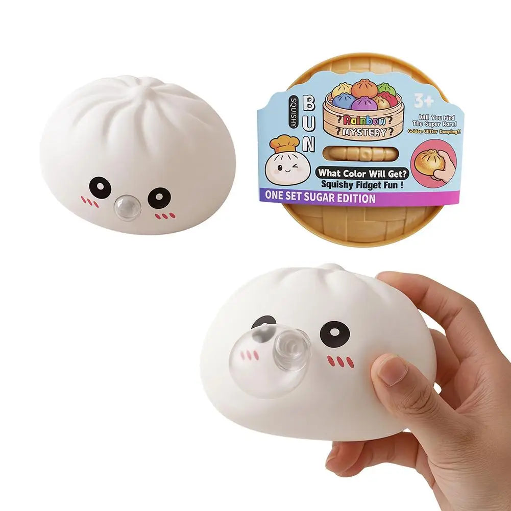 Glitter Dumpling Squishes Stress Balls 2026 Viral Fidget Toy Colorful Simulation Steamed Bun Decompression Toy for Anxiety