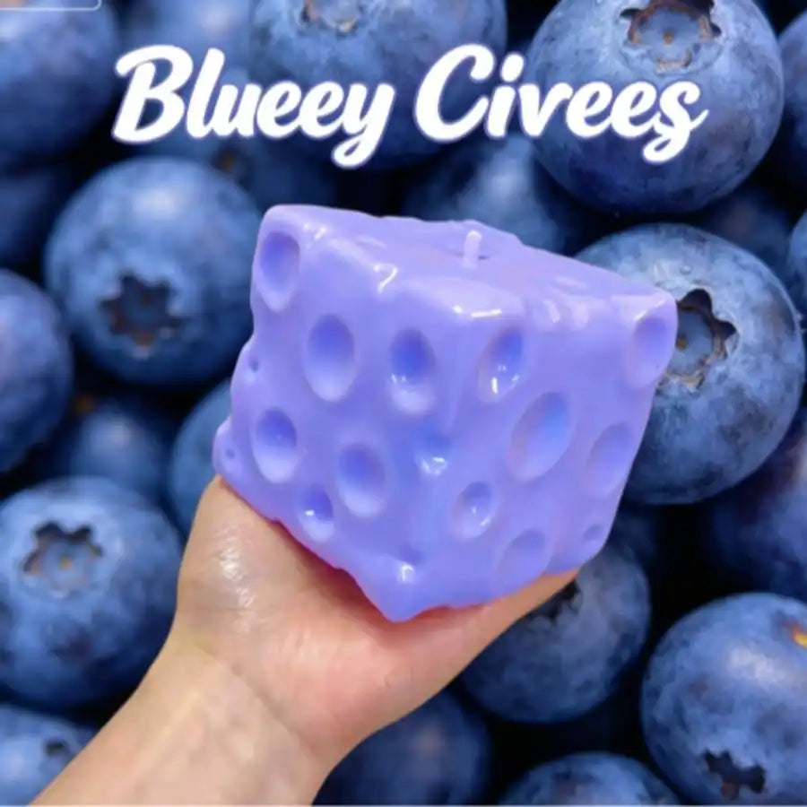 New Blueberry Color Cheese Squishy Toy Vaseline Filled Soft Squeeze Stress Relief Fidget Sensory Food Shape Gift