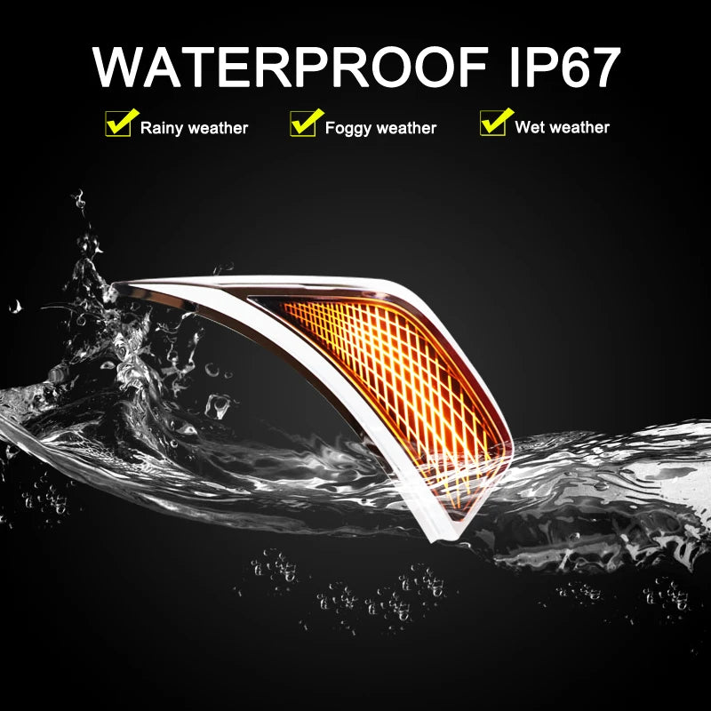 2Pcs LED Side Marker Lamp Amber Dynamic Turn Signal White DRL Driving Position Light For Jeep Wrangler JL 2018 2019 2020 2021