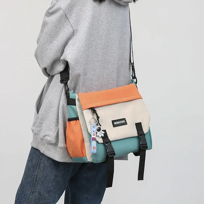 Japanese Simple Men Messenger Bag Korean Bag Student Nylon Waterproof Canvas Bag Tide Shoulder Crossbody Bags for Women Satchel