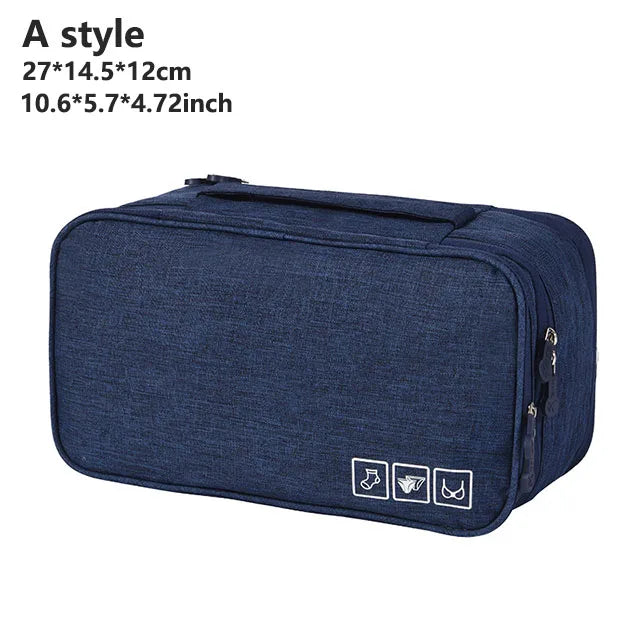 Women's Portable Multi-Layer Travel Lingerie Storage Bag Underwear Organizer Waterproof Divided Pouch for Socks & Bras Trip Case
