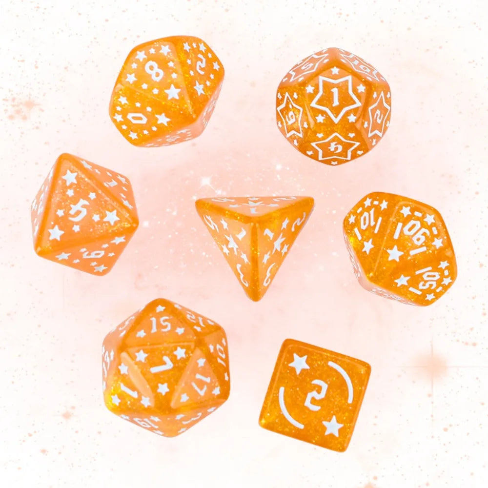 7PCS New Acrylic Star Dice Set 8 Colors D4 D6 D8 D10 D12 D20 Sharp Corner Dice Polyhedral Table Games Dice Gift