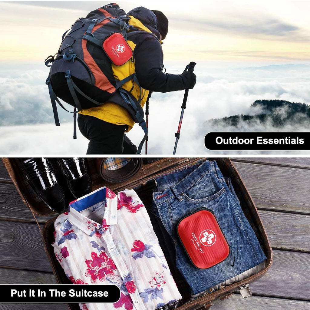 150 Piece Mini First Aid Kit Small Waterproof Hard Shell Medical Kit for Home Car Travel Camping Truck Hiking Sports Office