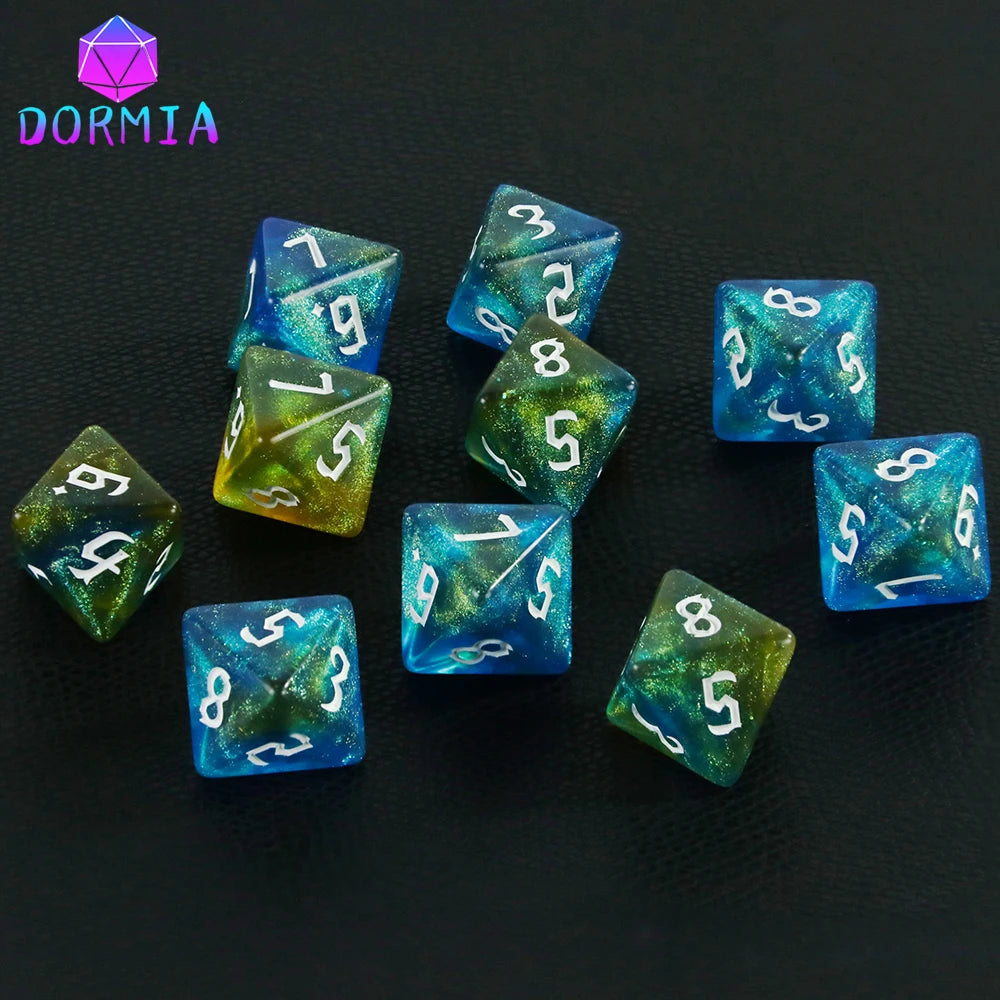 D8 Mixed Colours Polyhedral Dice 8 Sided Amazing Glitter Dice for DND Roleplay Game Math Teaching Playing Tabletop Games