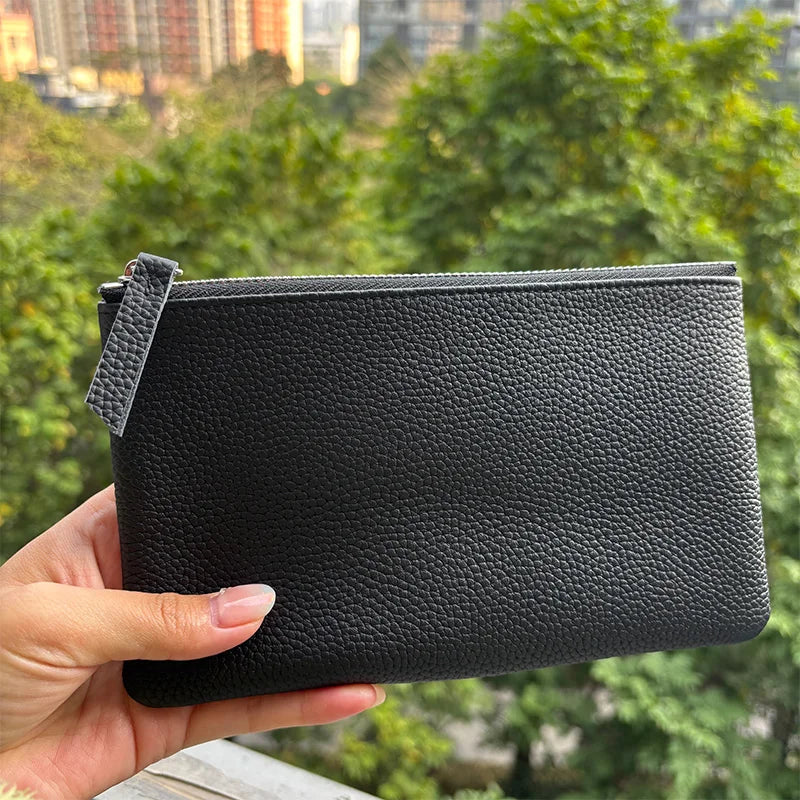 Genuine Top Cow Leather Fashion Women Small Wallet For Ladies Zipper Card Purse Key Storage Bag High Quality Short Wallet Female