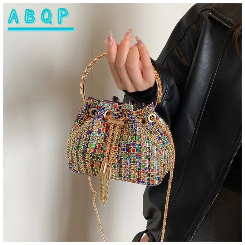 New Dinner Handbag Diamond Sparkling Dinner Party Women's Handbag Luxury Brand Fashion Diamond Women's Shoulder Bag High Quality