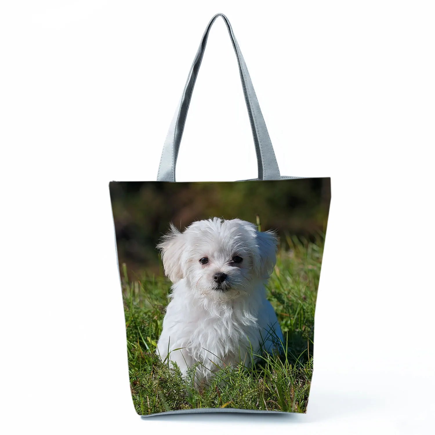 Cute Maltese Dogs Print Handbags Casual Women Shopping Bag Large Capacity Foldable Shoulder Bags Eco Reusable Travel Beach Totes