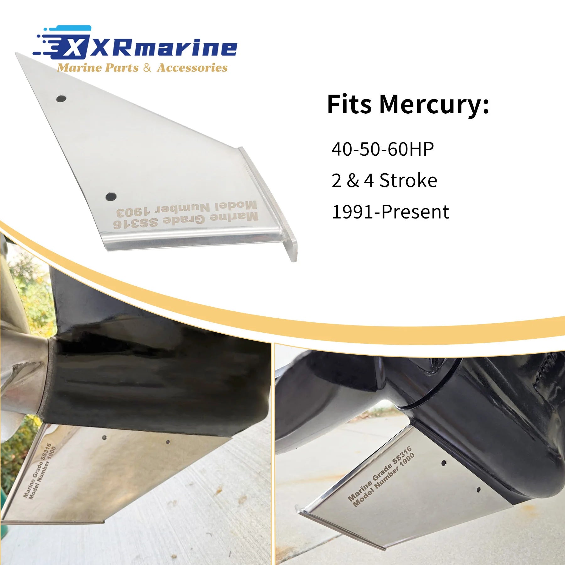 27341 Skeg Guard with Drain Compatible W/ Mercury Mariner Johnson Evinrude OMC 2-Stroke 4-Stroke 40HP 50HP 60HP 1903
