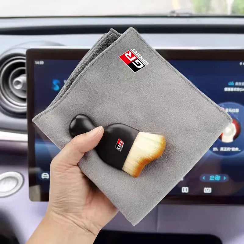 Car Cleaning Soft Brush Microfiber Towel Dust Removal Tool For Toyota GR 86 CHR Prado Alphard Yaris Prius Camry Crown RAV4 Supra